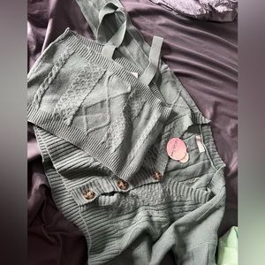 light green sweater and crop top